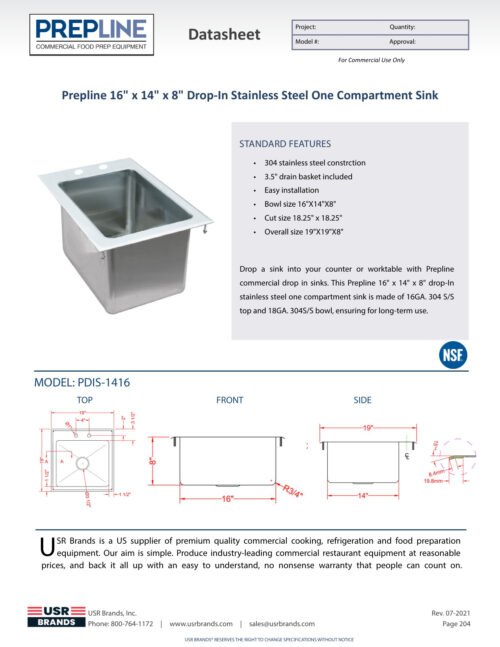 PDIS-1416 PDF specification sheet