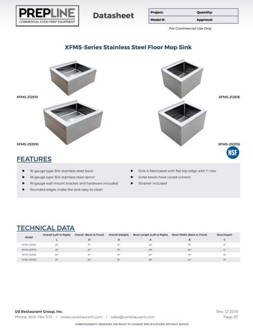 XFMS-212510 PDF specification sheet