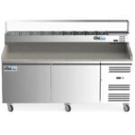 Coldline PDR-80W-SG 80" Two Door Refrigerated Pizza Prep Dough Retarder with Refrigerated Glass Topping Rail - Image 3