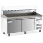 Coldline PDR-80W-SG 80" Two Door Refrigerated Pizza Prep Dough Retarder with Refrigerated Glass Topping Rail - Image 2