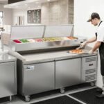 Coldline PDR-80W-SS 80" Two Door Refrigerated Pizza Prep Dough Retarder with Refrigerated Stainless Topping Rail