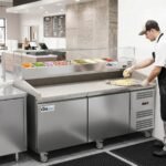 Coldline PDR-80W-SG 80" Two Door Refrigerated Pizza Prep Dough Retarder with Refrigerated Glass Topping Rail
