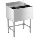 Prepline 18" X 24" 77 lb. Stainless Steel Underbar Ice Bin with Bottle Holders and Sliding Lid, 12" Bowl Depth