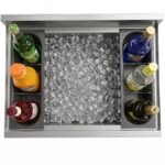 Prepline 18" x 36" 112 lb. Stainless Steel Underbar Ice Bin with Bottle Holders and Sliding Lid, 8" Bowl Depth - Image 2