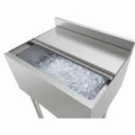 Prepline 18" x 36" 112 lb. Stainless Steel Underbar Ice Bin with Bottle Holders and Sliding Lid, 8" Bowl Depth - Image 4