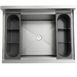Prepline 18" X 24" 77 lb. Stainless Steel Underbar Ice Bin with Bottle Holders and Sliding Lid, 12" Bowl Depth - Image 5