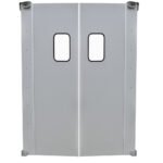 Prepline 60" x 84" Double Aluminum Swinging Service Traffic Door with 9" x 14" Window