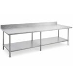 Prepline PWTG-2484-4BS 24"D x 84"L Stainless Steel Worktable with Undershelf with 4" Backsplash