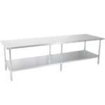Prepline PWTG-3696 36"D x 96"L Stainless Steel Worktable with Undershelf