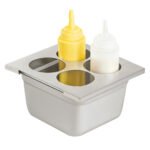 Prepline Four Hole Stainless Steel Squeeze Bottle Holder for 1/6 Size Pans - Image 2