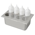 Prepline Eight Hole Stainless Steel Squeeze Bottle Holder for 1/3 Size Pans - Image 2