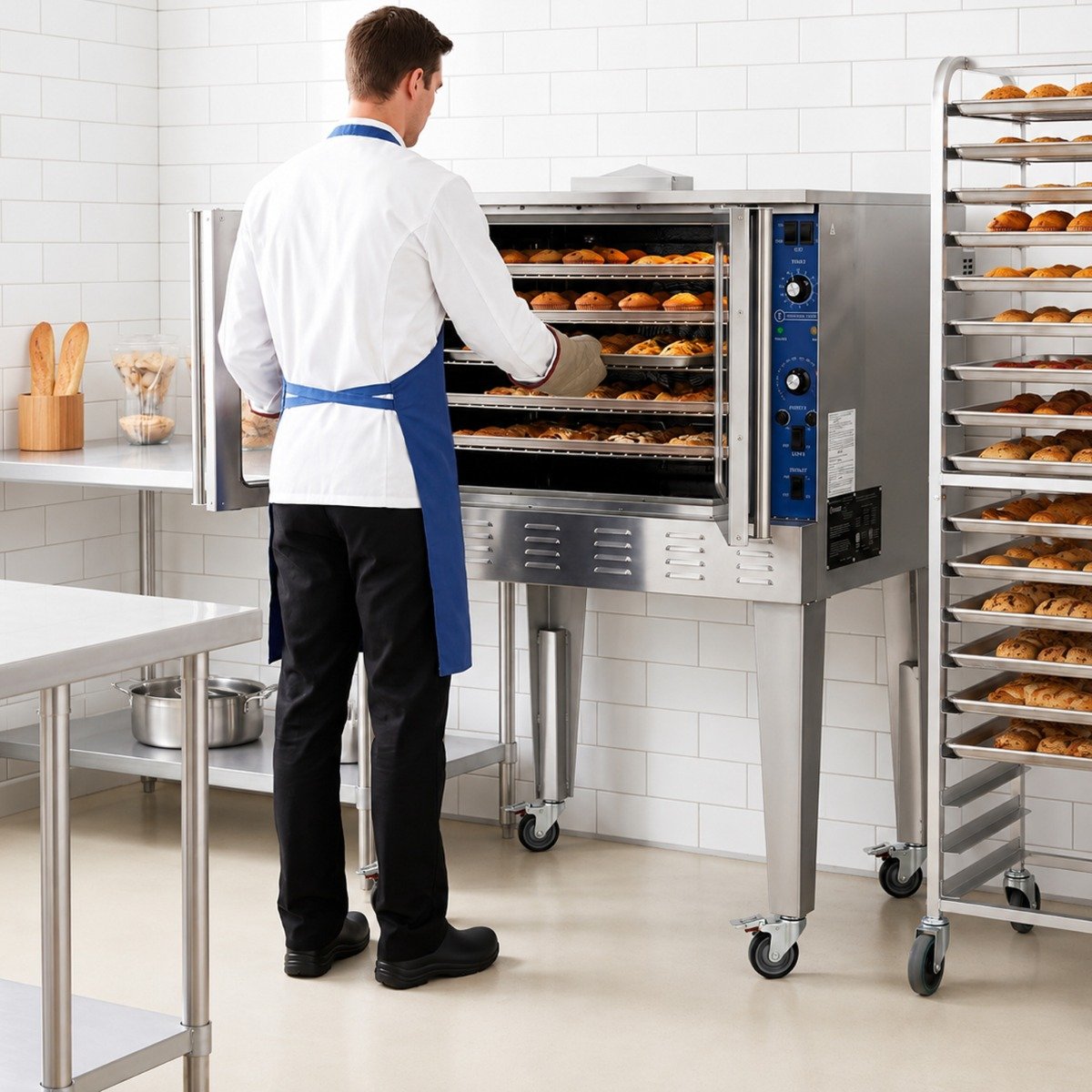 single-deck-full-size-electric-convection-oven-angle-lifestyle_1.jpg Standard Range SR-COE-SGL-240 Single Deck Full Size Electric Convection Oven - 240V, 1PH - Image 1