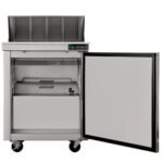 Coldline SPN-29 29" Narrow Depth Refrigerated Sandwich Prep Table with Cutting Board and 8 Food Pans - Image 5