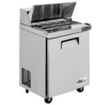 Coldline SPN-29 29" Narrow Depth Refrigerated Sandwich Prep Table with Cutting Board and 8 Food Pans - Image 2
