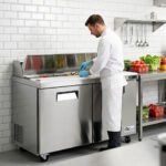 Coldline SPN-60 60" Narrow Depth Refrigerated Sandwich Prep Table with Cutting Board and 16 Food Pans