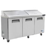 Coldline SPN-72 72" Narrow Depth Refrigerated Sandwich Prep Table with Cutting Board and 18 Food Pans - Image 2