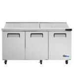 Coldline SPN-72 72" Narrow Depth Refrigerated Sandwich Prep Table with Cutting Board and 18 Food Pans - Image 3