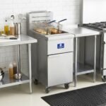 Standard Range SR-F4-NG 50 lb. Natural Gas Stainless Steel Floor Fryer - 120,000 BTU