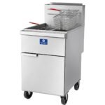 Standard Range SR-F4D-NG 78 lb. Natural Gas Stainless Steel Split Pot Floor Fryer - 120,000 BTU - Image 2