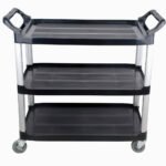 Prepline 33" X 16" Black Three Shelf Utility Trolley Cart