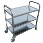 Prepline 33" X 21" Stainless Steel Three Shelf Utility Trolley Cart