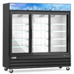 Coldline G80S-B 78" Three Glass Sliding Door Merchandiser Refrigerator with LED Lighting, Black - Image 2