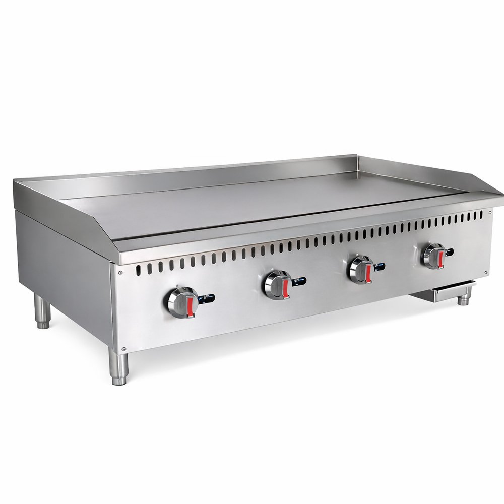 tmg48-gas-griddle.jpg Prepline ENCTGM-48-N/L 48" Commercial Countertop Gas Griddle with Manual Controls - 12,000 BTU - Image 1