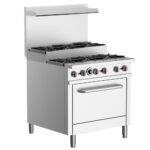 Prepline ENER6B36TJ-N 36" Natural Gas 6 Burner Commercial Step-Up Range with Oven - Image 2