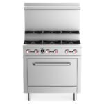 Prepline ENER6B36TJ-N 36" Natural Gas 6 Burner Commercial Step-Up Range with Oven
