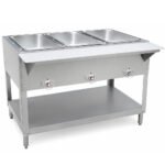 Prepline TBH11-3 44" Three Well Electric Hot Food Steam Table with Undershelf, 120V