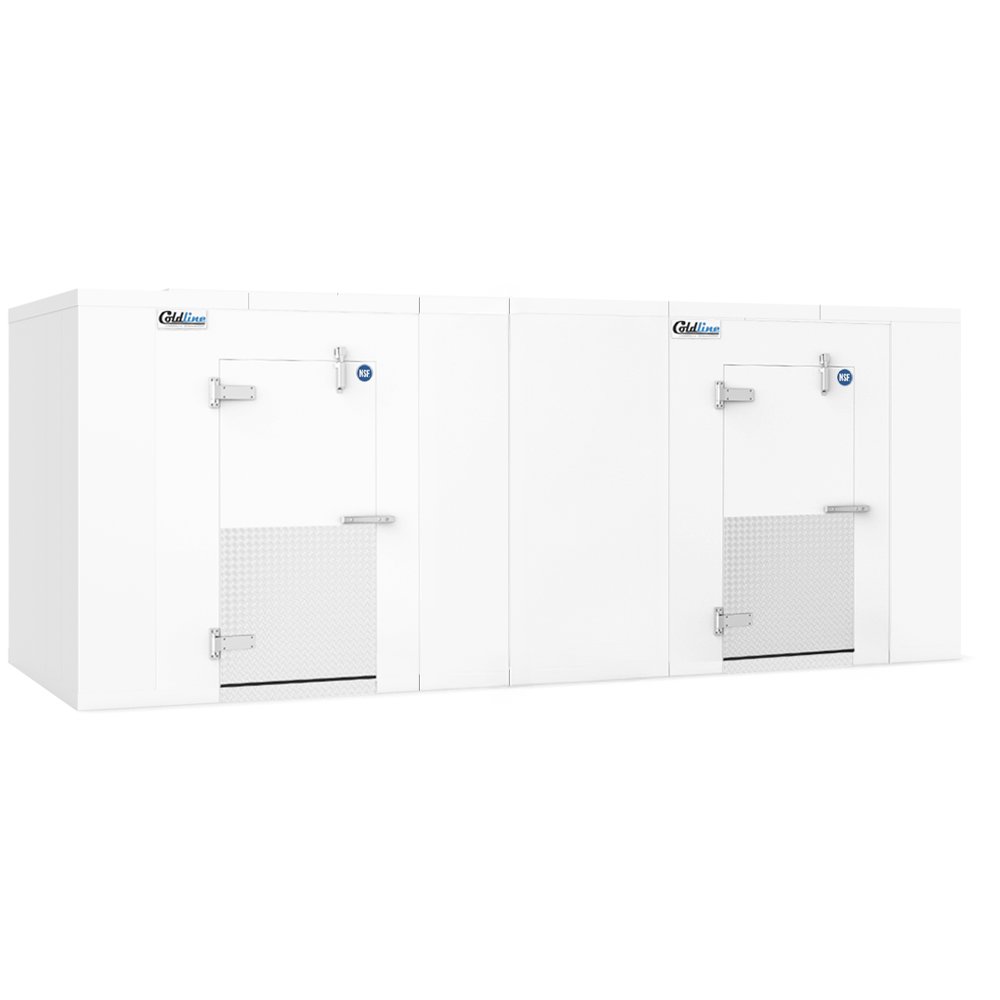 wcfp8x18-fl-walk-in-combo-no-ramp-left-hinge_2.jpg Coldline 8 x 18 Walk-in Cooler and Freezer Combo Box, with Floor - Image 1