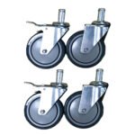 Prepline PWS-3 3" Push in Wire Shelving Casters Wheels (Set of 4, 2 Brake)