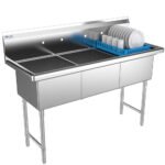 Prepline 77" Stainless Steel Three Compartment Commercial Sink - 24" x 24" Bowls